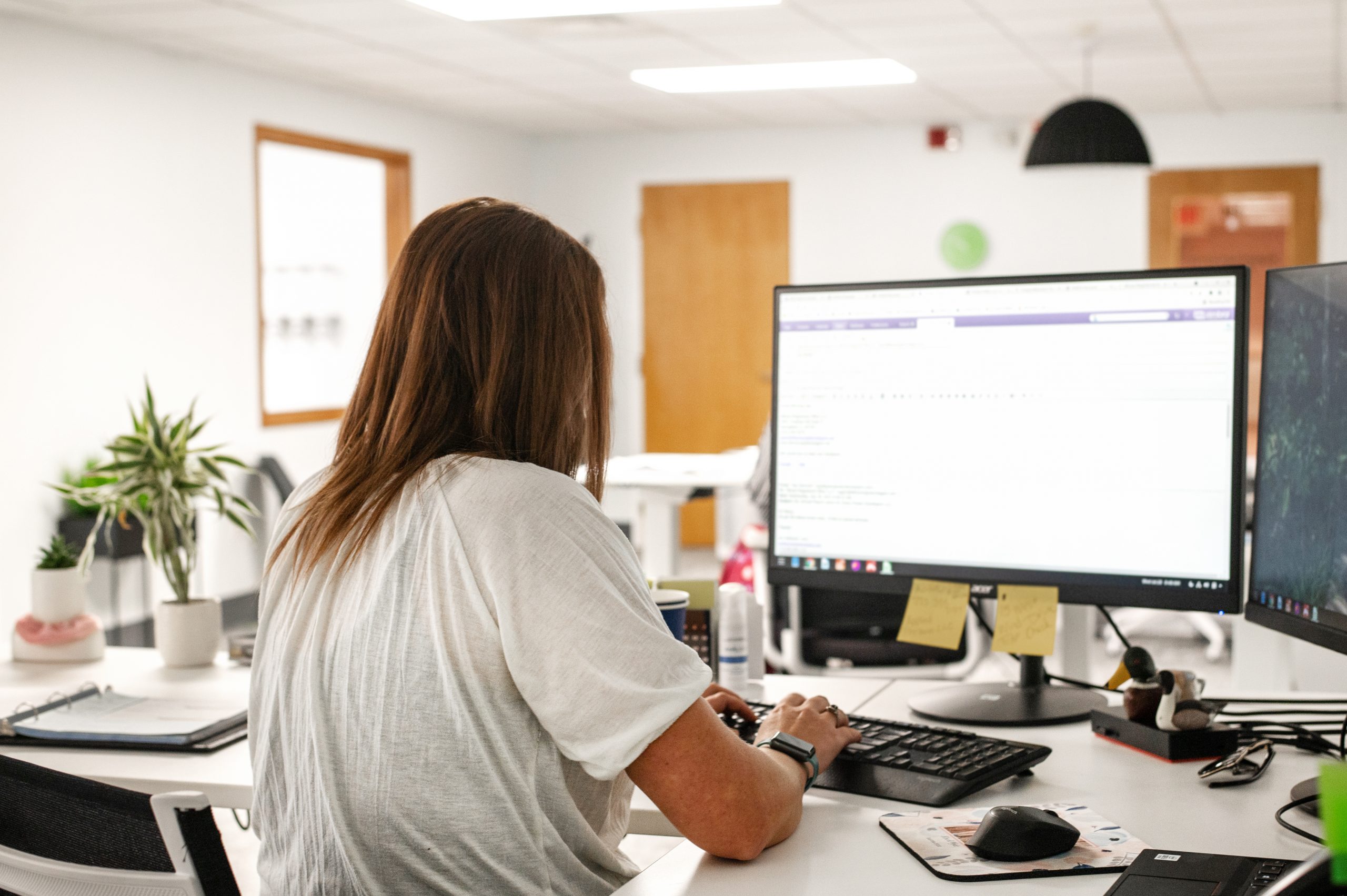 A woman working on a computer