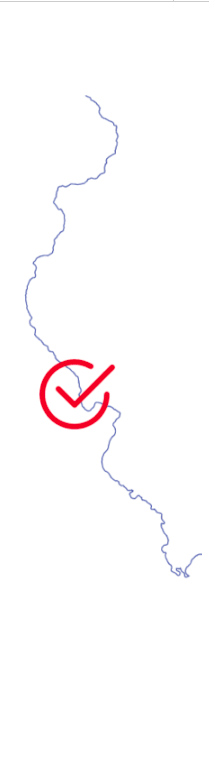 The outline of the state of Illinois with a red check